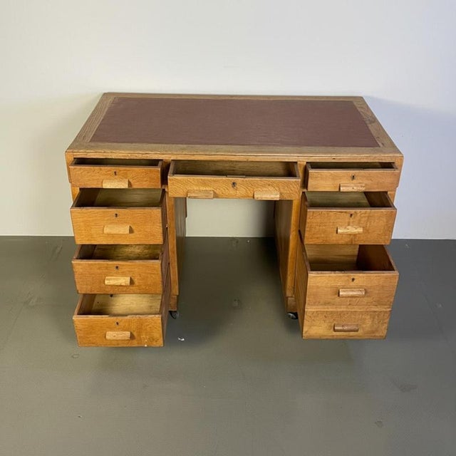 1930s Art Deco Double Pedestal Desk, 1930s For Sale - Image 5 of 10