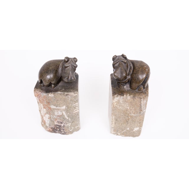 Hippo Bookends in Hand-Carved Granite, Finland, 1980s, Set of 2 For Sale - Image 9 of 12
