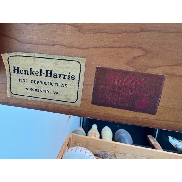 Wood Vintage Henkel Harris Williamsburg-Style Solid Cherry Drop Leaf Dining Table For Sale - Image 7 of 12