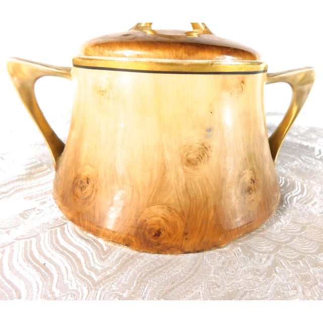 Ceramic Royal Munich Zeh Scherzer Wood Look Porcelain Biscuit Jar For Sale - Image 7 of 12