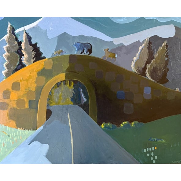 "Happy Animals" Painting of Wildlife Crossing by LWren Walraven For Sale