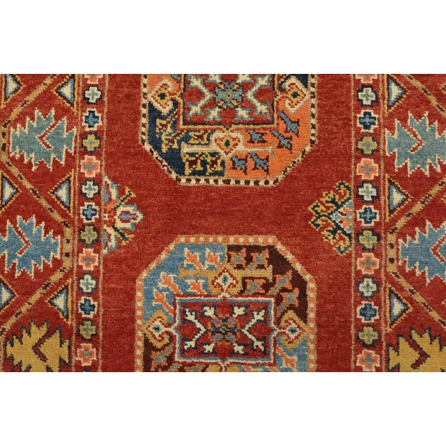 Kazak Runner 2’8” X 13’6” Red Wool Tribal Hand-Knotted Oriental Rug For Sale - Image 9 of 13
