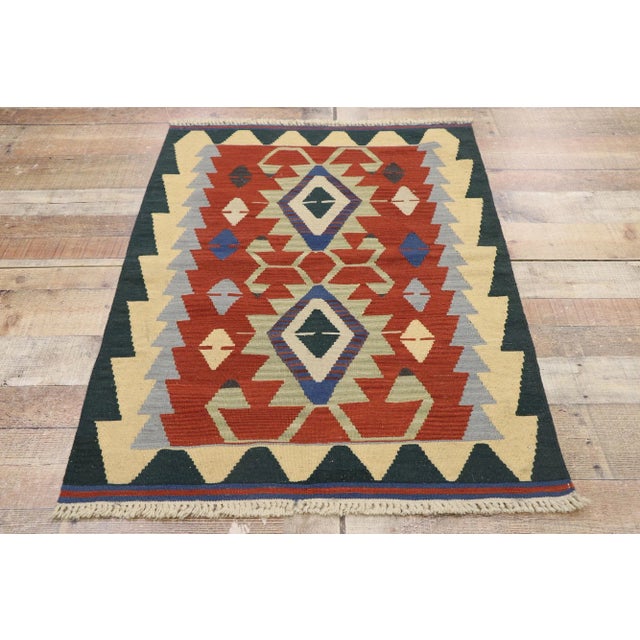 Textile Vintage Persian Shiraz Kilim Rug - 02'11 X 03'11 For Sale - Image 7 of 9