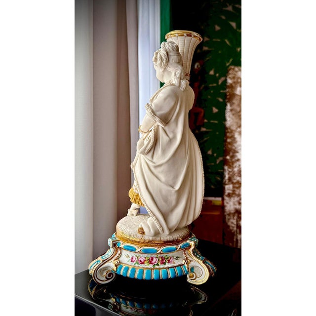 Rococo French Bisque Porcelain Figural Candlesticks, 19th Century, Set of 2 For Sale - Image 3 of 18
