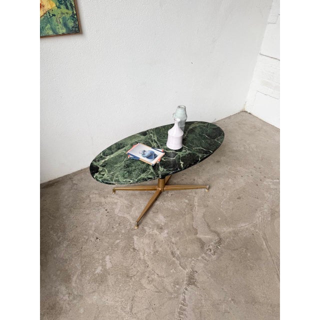 Green Marble and Brass Coffee Table attributed to Michel Kin for Arflex, 1960s For Sale - Image 12 of 18