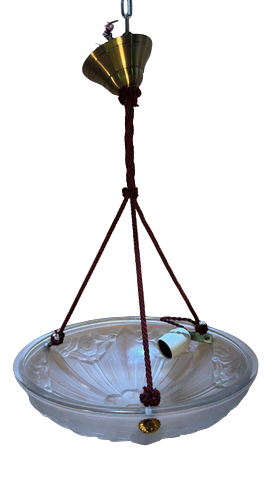 Vintage Art Deco Ceiling Light in Pressed Glass from Rope, 1930