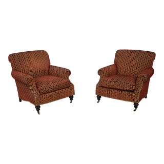 Pair Edward Ferrell High Quality Upholstered Club Chairs For Sale
