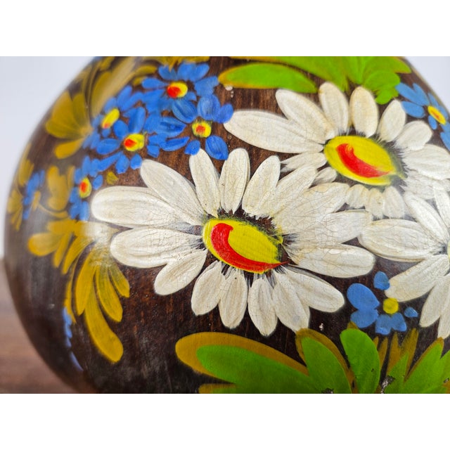 Brown Ceramic Vase with Floral Decorations, 1990 For Sale - Image 13 of 17