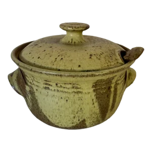 Mid-Century Rebbilo Studio Pottery Lidded Pot W/ Spoon