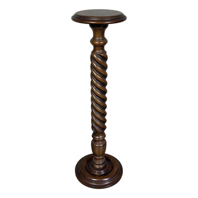 Vintage Wooden Pedestal from Artigianato Italiano, 1960s For Sale