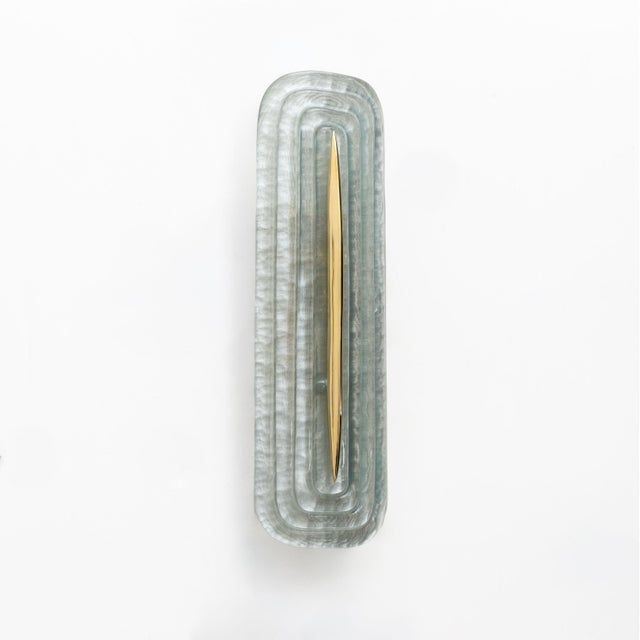 Mid-Century Modern Modern Murano Glass Teal and Brass Sconces, Italy, 2000, Set of 2 For Sale - Image 3 of 9