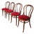 Vintage Bentwood Bistro Chairs with Red Upholstery, 1970s, Set of 4 For Sale
