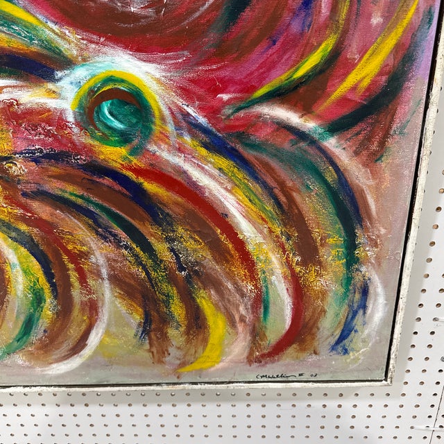 Wood Early 21st Century Colorful Signed Abstract Painting on Canvas Framed For Sale - Image 7 of 12