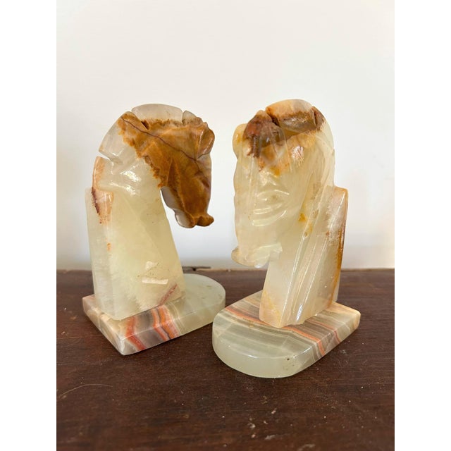 Mid 20th Century Yellow Onyx Horsehead Bookends - a Pair For Sale - Image 4 of 7
