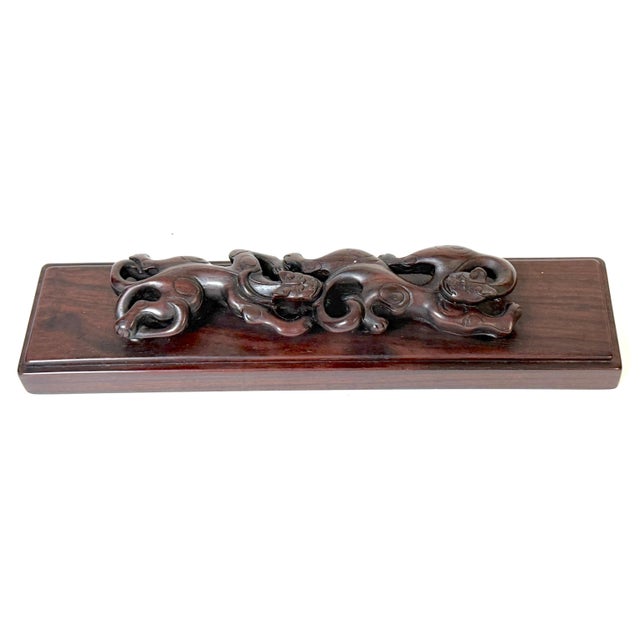 Chinese Scholar's Carved Hongmu Hardwood Qilin Paperweight, Possibly Zitan, Qing For Sale - Image 4 of 16