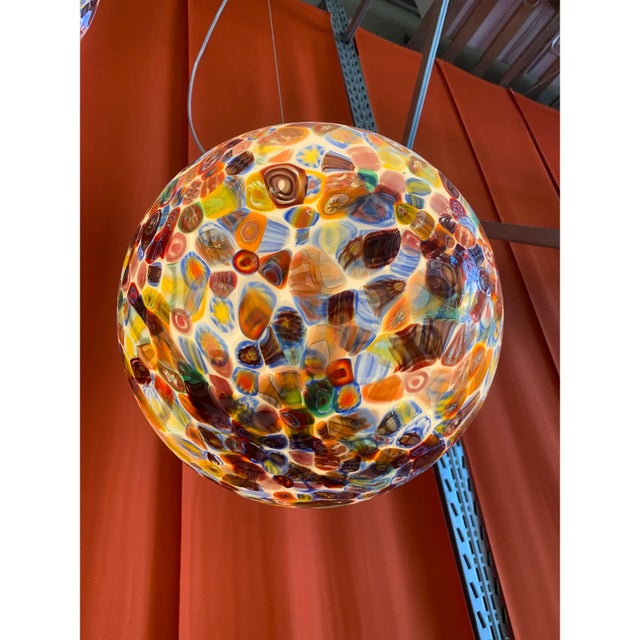 Contemporary Murano-Style Glass Sphere With Multicolored Murrine, Contemporary Design For Sale - Image 3 of 9
