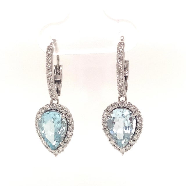 Natural Finely Faceted Quality Aquamarine Diamond Earrings 14k Gold 3.61 TCW Certified $5,950 118916 Please look at the...