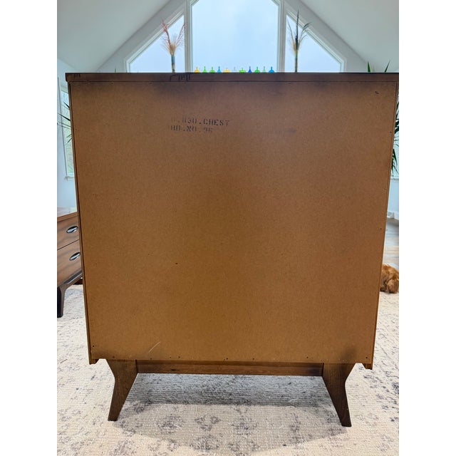 Mid-Century Modern Walnut Tall Chest / Highboy Dresser – Sculptural Front, 1960s Kent Coffee Style For Sale - Image 9 of 10