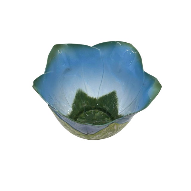 Ceramic Mustardseed and Moonshine Blue Green and White Bowl Made in South Africa For Sale - Image 7 of 10