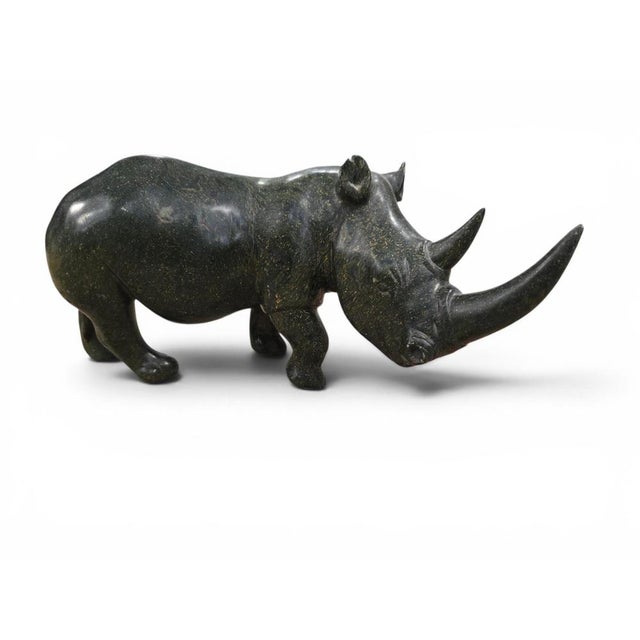 Serpentine Rhinoceros Sculpture by Lamelik, Zimbabwe, 1960s For Sale - Image 9 of 11