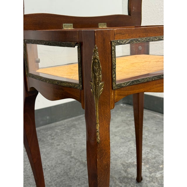 Brass Louis XV Style Glass Top Vitrine Display Table, Vintage For Sale - Image 8 of 12
