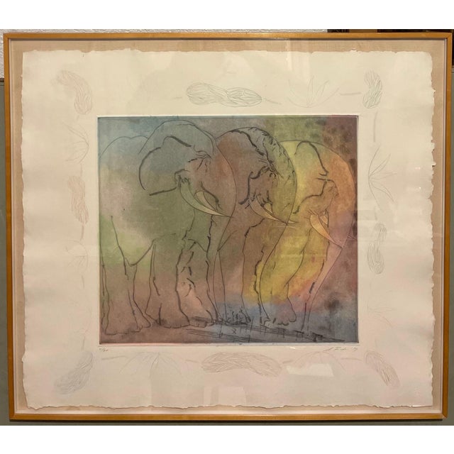 Paint Stanley Boxer, Stanley Boxer Aquatint Intaglio Etching Elephant Herd Abstract Expressionist, 1979 For Sale - Image 7 of 14