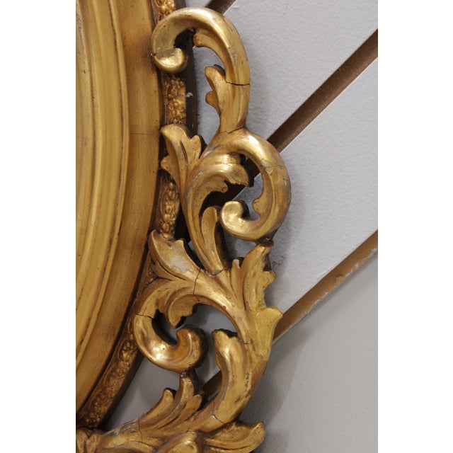 Antique Federal 18th C. Gold Gilt Convex Bullseye Wall Mirror For Sale - Image 11 of 12