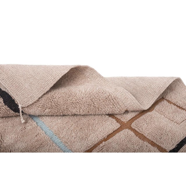 Sand Abstract Architectural Line Hand-Knotted Wool Rug | 10'11" X 7'2" | One of a Kind For Sale - Image 8 of 8