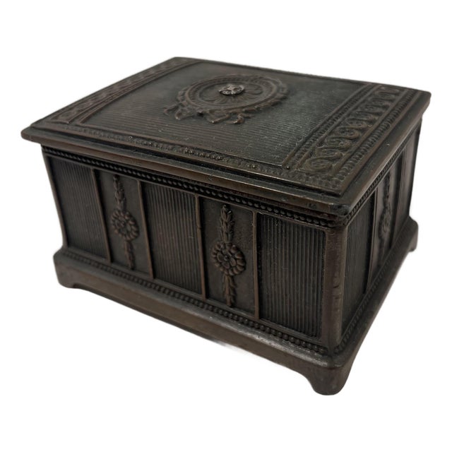 Antique 19th Century Jennings Brothers Jb 1880 Ornate Metal Trinket Box For Sale