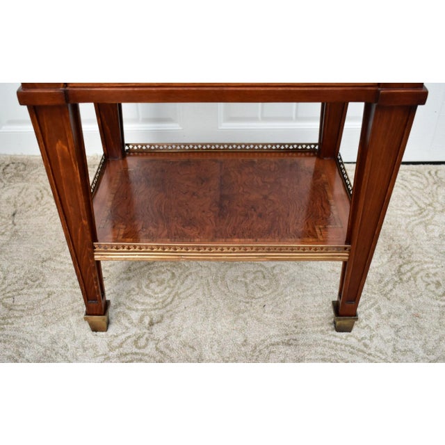 Inlaid Wood Nightstand Vintage Italian 3 Drawer Marble Accent Chest Brass Ormolu 80s For Sale - Image 11 of 13