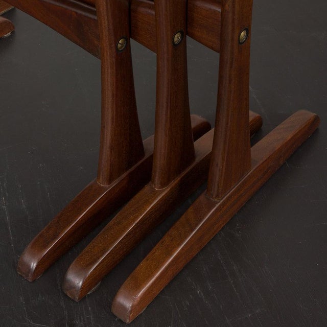 Brown Vintage Danish Rosewood Nesting Tables by Kai Kristiansen for Vildbjerg Möbelfabrik, 1960s, Set of 3 For Sale - Image 8 of 16