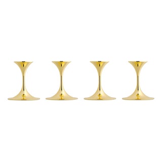 Steel with Brass Jazz Candleholders by Max Brüel for Karakter, Set of 4 For Sale
