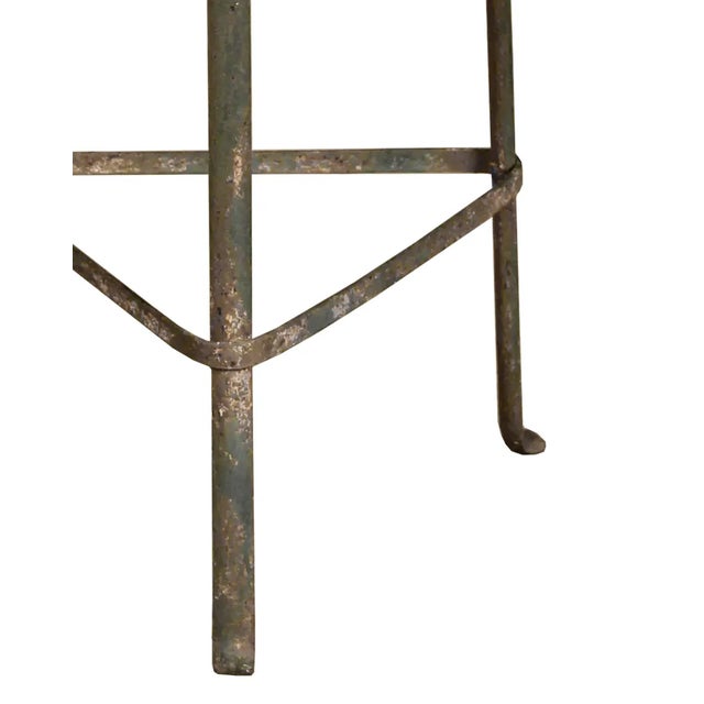 English Vintage Blown Glass Vase on Wrought Iron Pedestal For Sale - Image 3 of 3