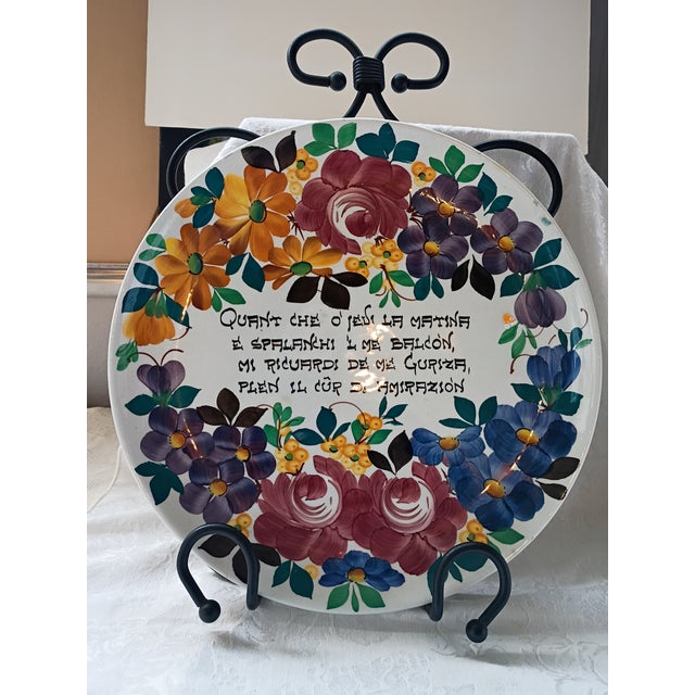 Italian Vintage 13" Italian Hand-Painted Galvani Pordenone Majolica Wall Charger For Sale - Image 3 of 10