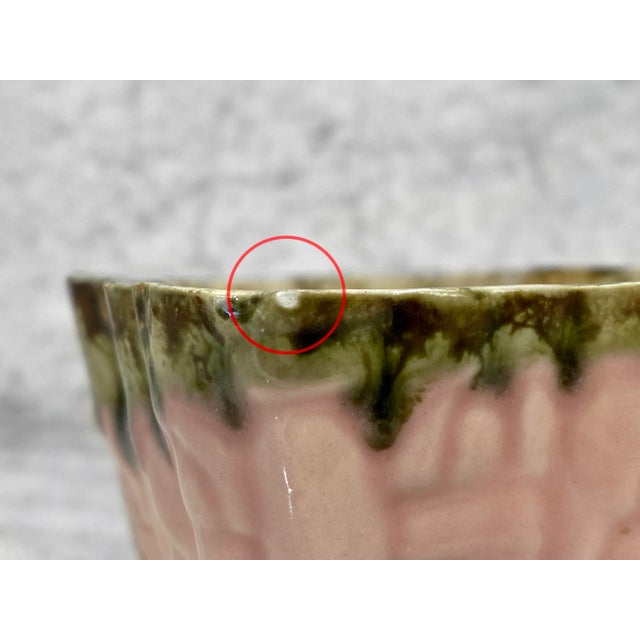 Mid-Century Pink Drip Porcelain Lock Motif Planter by Upco For Sale - Image 9 of 11
