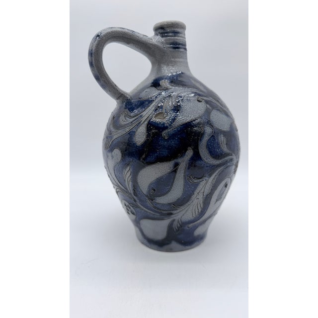 Antique German Westerwald Blue Incised Stoneware Jug, Circa 19th Century For Sale - Image 11 of 17