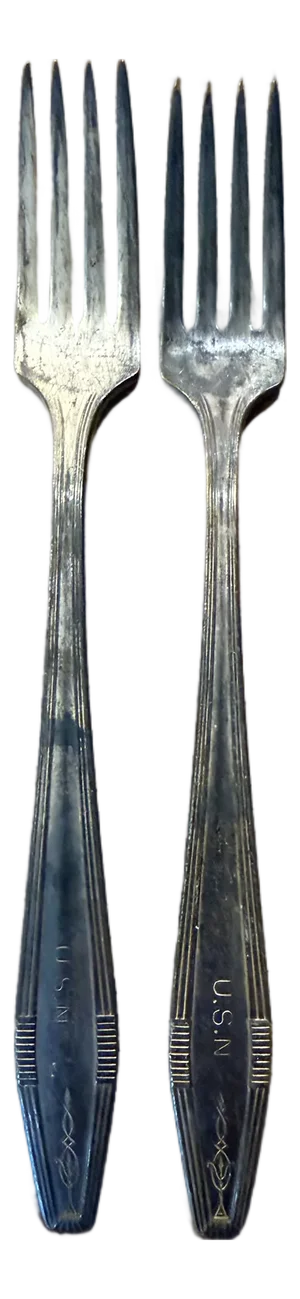 Vintage Militaria United States Navy Silver-Plated Fork -a Pair
