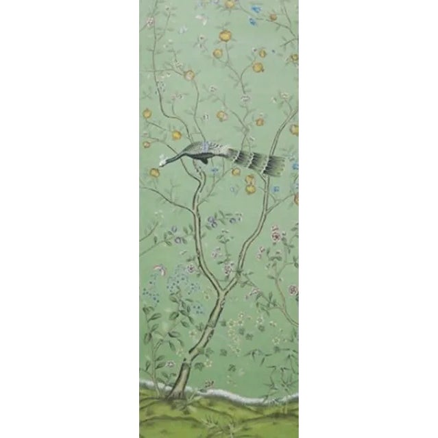Art Deco Emerald Green Chinoiserie Scenic Wallpaper - Set of 10 For Sale - Image 3 of 13