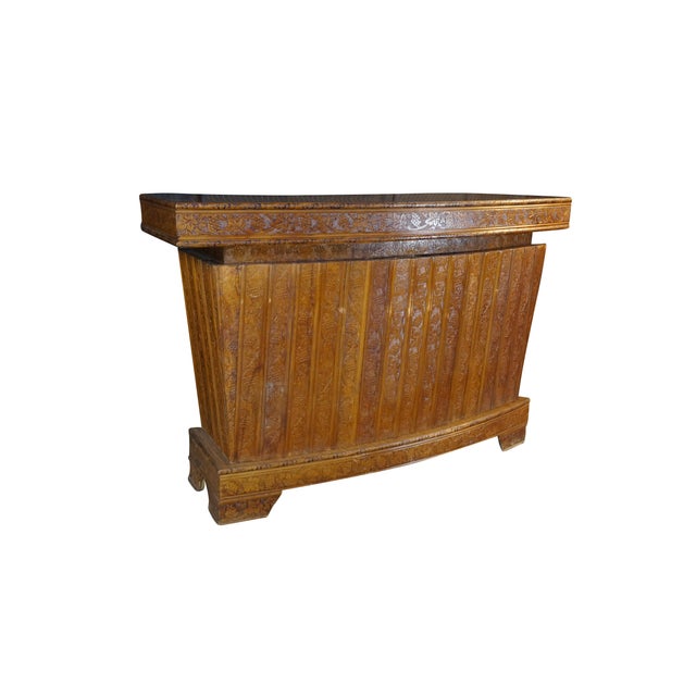 This vintage Mid-Century cocktail dry bar is crafted from robust oak wood, showcasing a unique architectural form that...