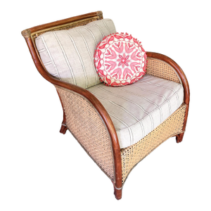 1990s Palecek Ralph Lauren Style Rattan Patio Armchair