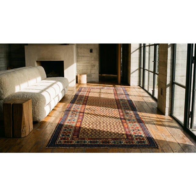 Canary Yellow 1880s Yellow Canary Paisely Antique S. Caucasian Moghan Rug 3'8" X 9' Handknotted Wool Carpet For Sale - Image 8 of 10