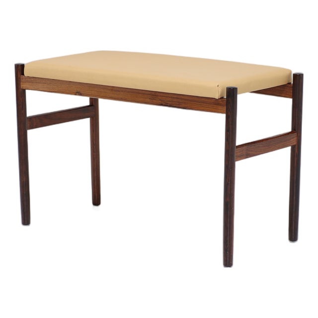 Bench Stool in Rosewood and Leather from Spøttrup, 1960s For Sale