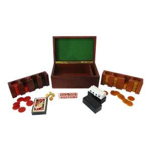 Art Deco Walnut Bakelite Gaming Set