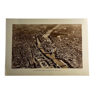 Antique Paris Aerial View of La Seine Photo Print For Sale