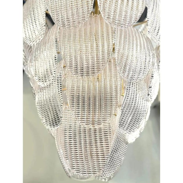Italian Petals Murano Glass Chandelier in Transparent Diamanté Glass by Simoeng For Sale - Image 6 of 9