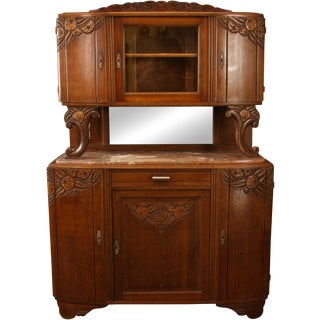 1920 Buffet French Art Deco Carved Fruit Oak For Sale