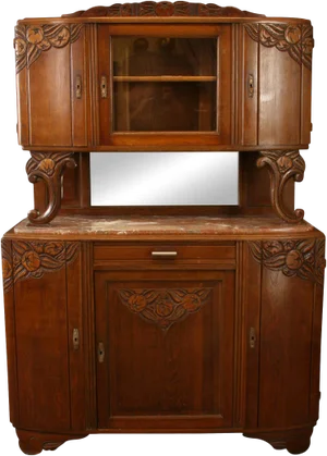 1920 Buffet French Art Deco Carved Fruit Oak