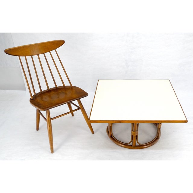 Bamboo Rattan 30” Square c1970s Mid Century Modern Coffee Table MINT For Sale - Image 10 of 14