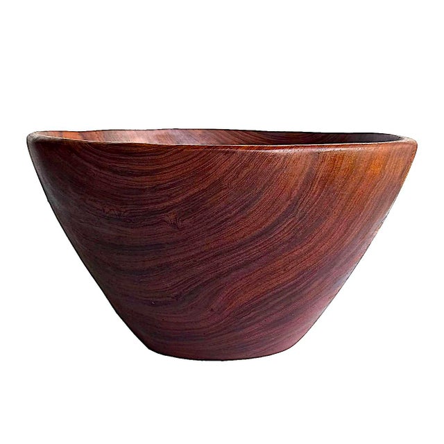 Mid-Century Modern Mid 20th Century Large Hand Turned Teak Wood Bowl For Sale - Image 3 of 14