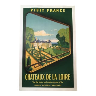 1950s Vintage "Visit France: Chateaux De La Loire" French National Railways Linen-Mounted Travel Poster For Sale